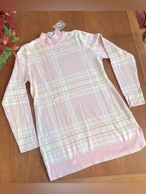 NWOT Isaac Mizrahi Plaid Tunic Sweater/Dress.  Academia Mock-Turtle Neck Style.